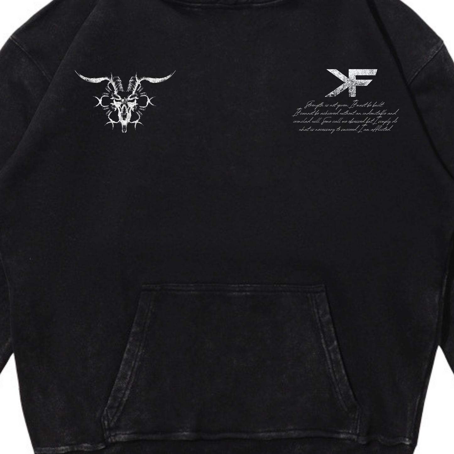 DEMON OF IRON HOODIE ACID WASH BLACK