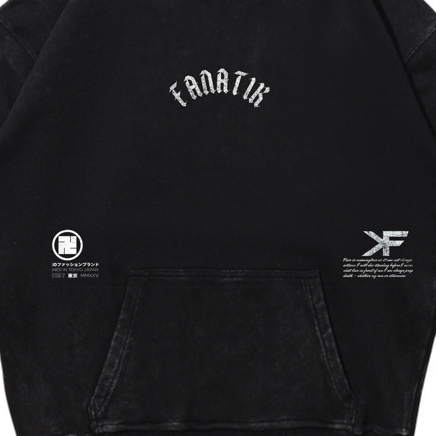 VICTORY OR DEATH HOODIE ACID WASH BLACK