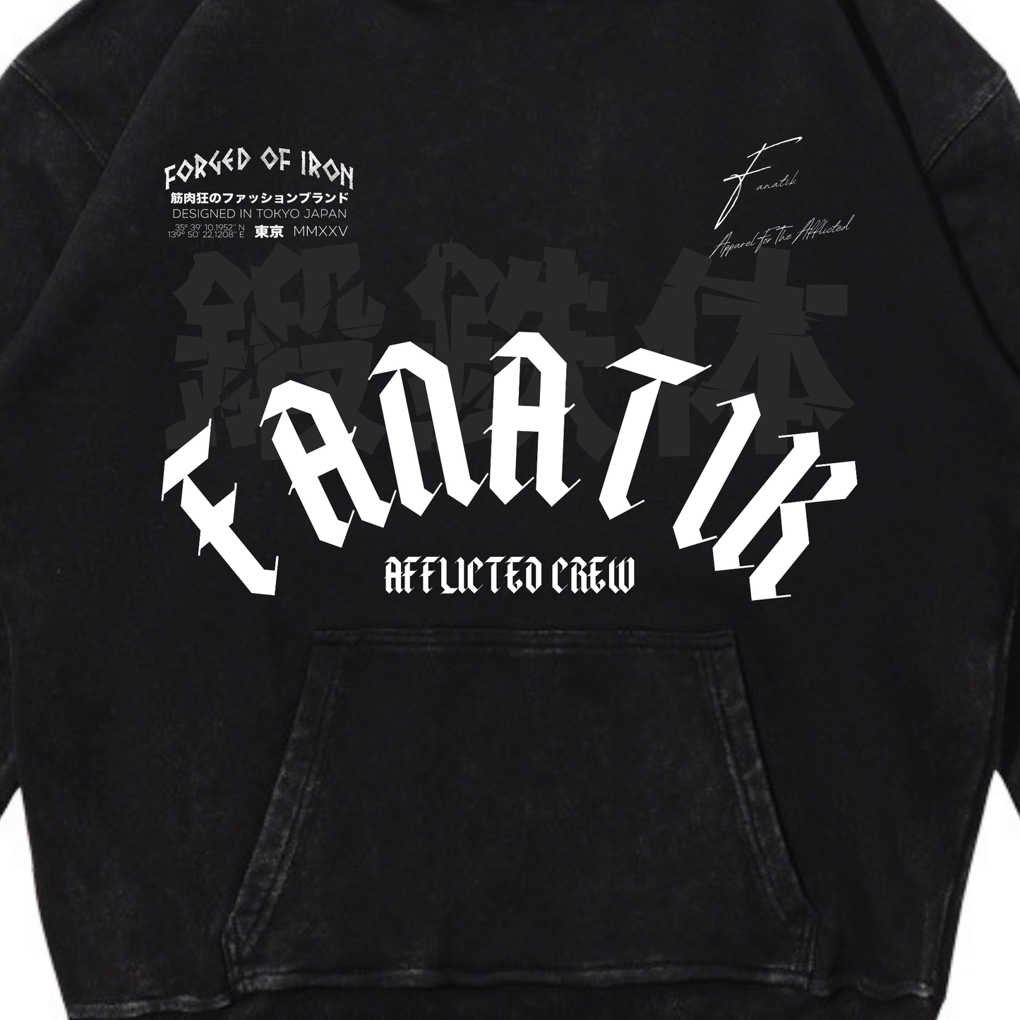 FORGED OF IRON HOODIE ACID WASH BLACK