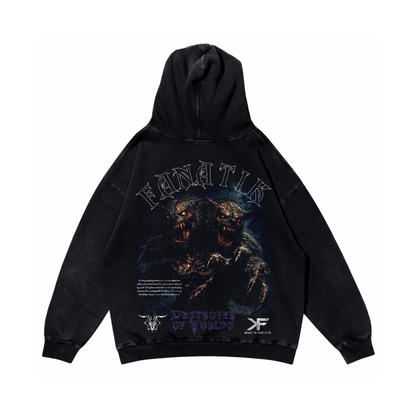 DESTROYER OF WORLDS HOODIE ACID WASH BLACK