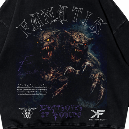 DESTROYER OF WORLDS HOODIE ACID WASH BLACK