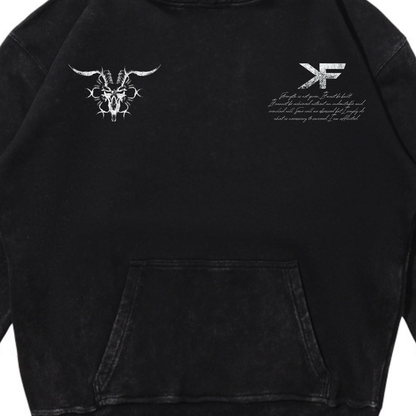 DEMON OF IRON HOODIE ACID WASH BLACK