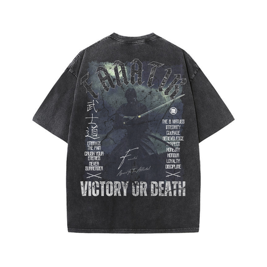 VICTORY OR DEATH TEE ACID WASH