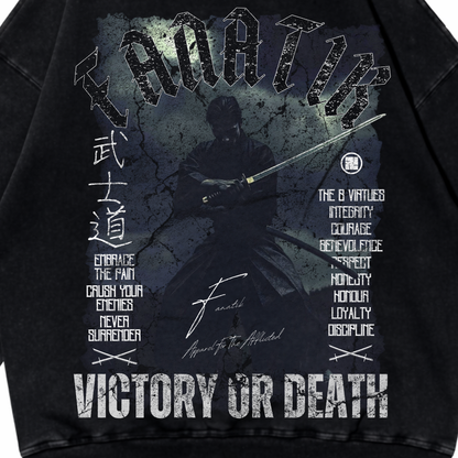 VICTORY OR DEATH HOODIE ACID WASH BLACK