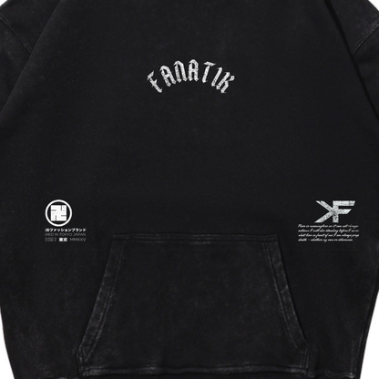 VICTORY OR DEATH HOODIE ACID WASH BLACK
