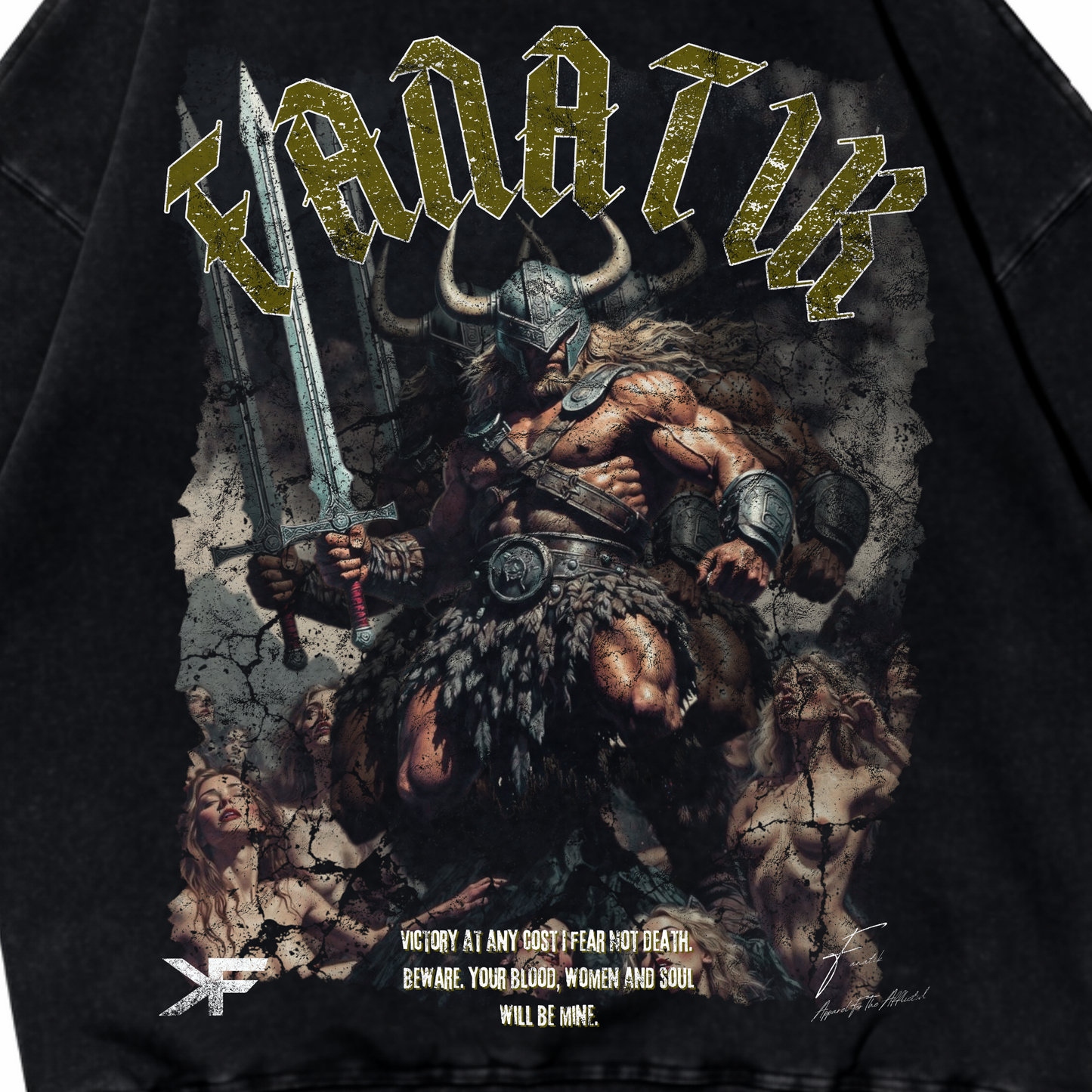 VICTORY BY BLADE HOODIE ACID WASH BLACK