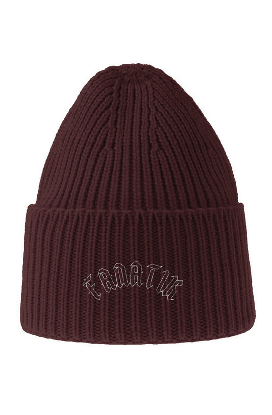 SIGNATURE - RIB KNIT BEANIE - DARK BLOOD
