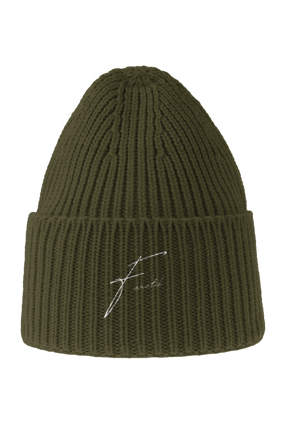 SIGNATURE - EMBROIDERED RIB KNIT BEANIE - ARMY