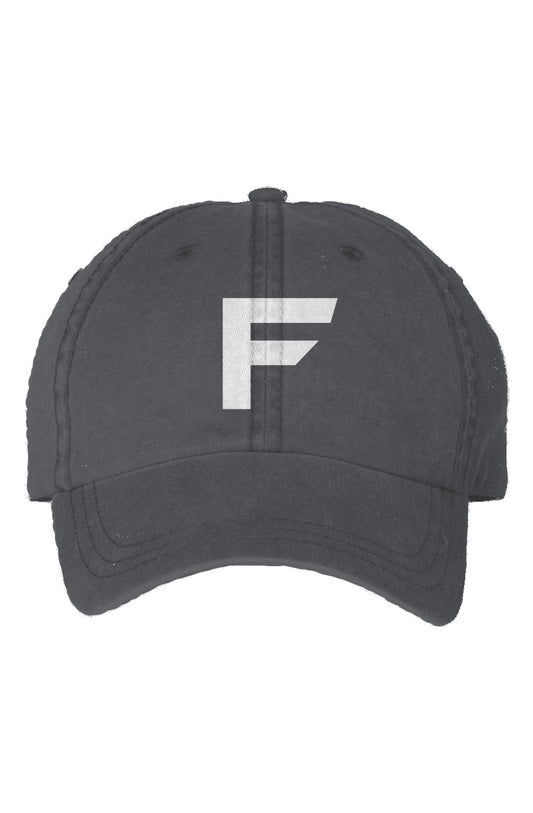 SIGNATURE - 'F' LOGO EMBROIDERED DAD CAP - WHITE ON BLACK