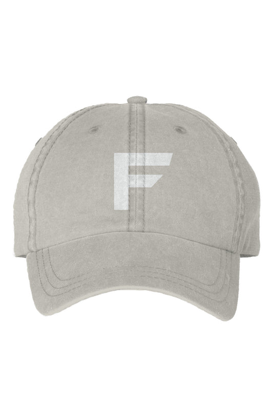 SIGNATURE - 'F' LOGO EMBROIDERED DAD CAP - WHITE ON STONE