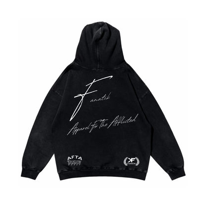 WICKED SIGNATURE HOODIE ACID WASH BLACK