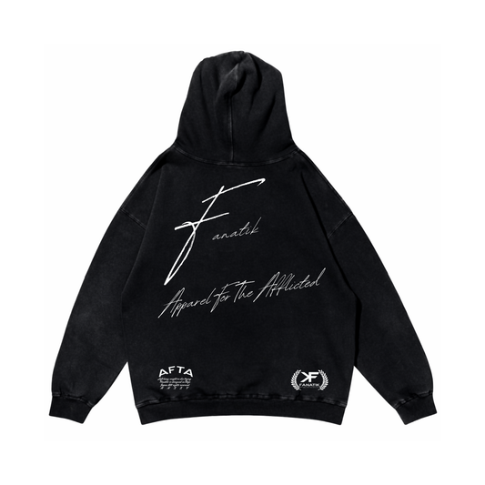 WICKED SIGNATURE HOODIE ACID WASH BLACK