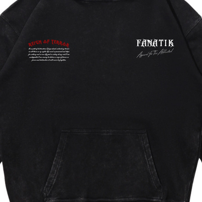 REIGN OF TERROR HOODIE ACID WASH BLACK