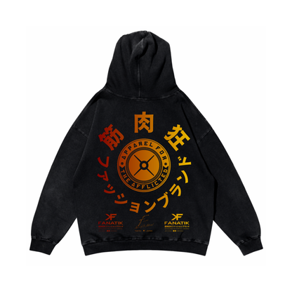 AFTA PLATE ON FIRE HOODIE ACID WASH BLACK