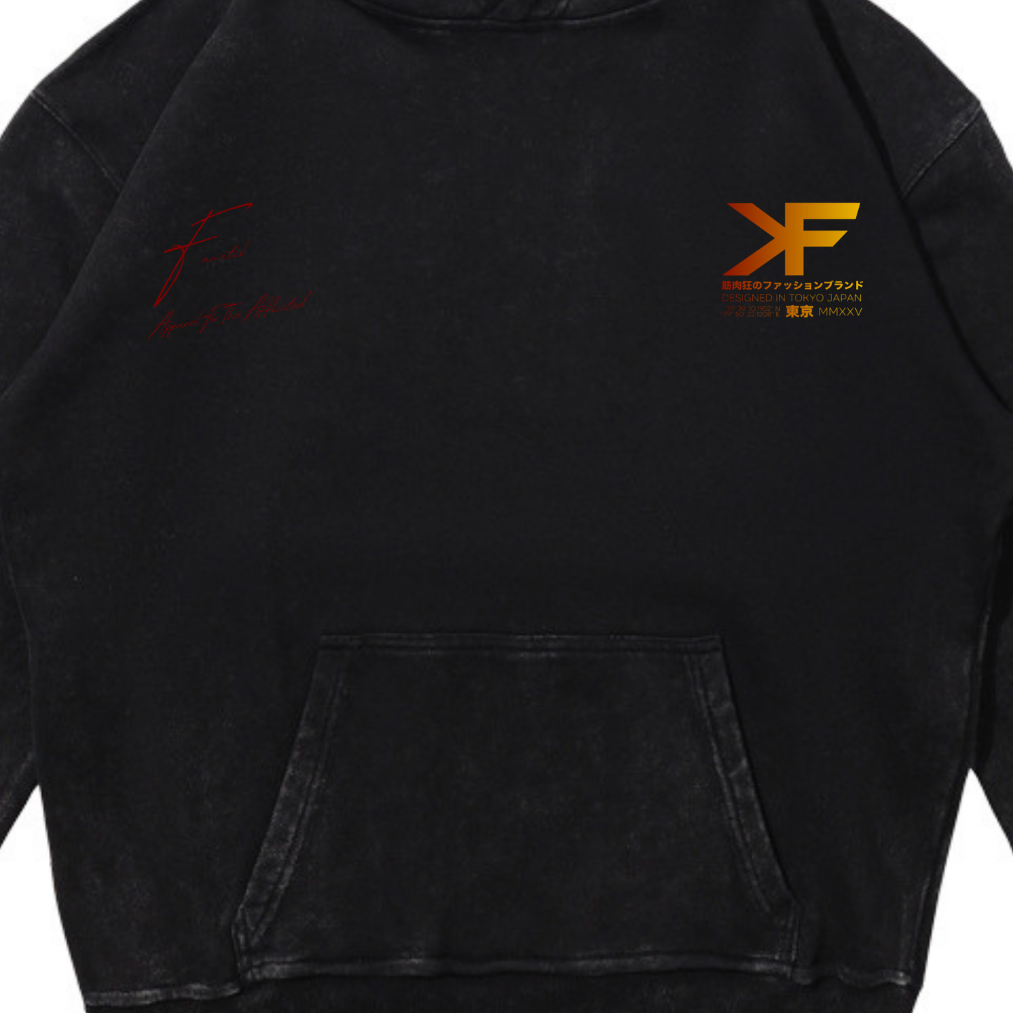 AFTA PLATE ON FIRE HOODIE ACID WASH BLACK