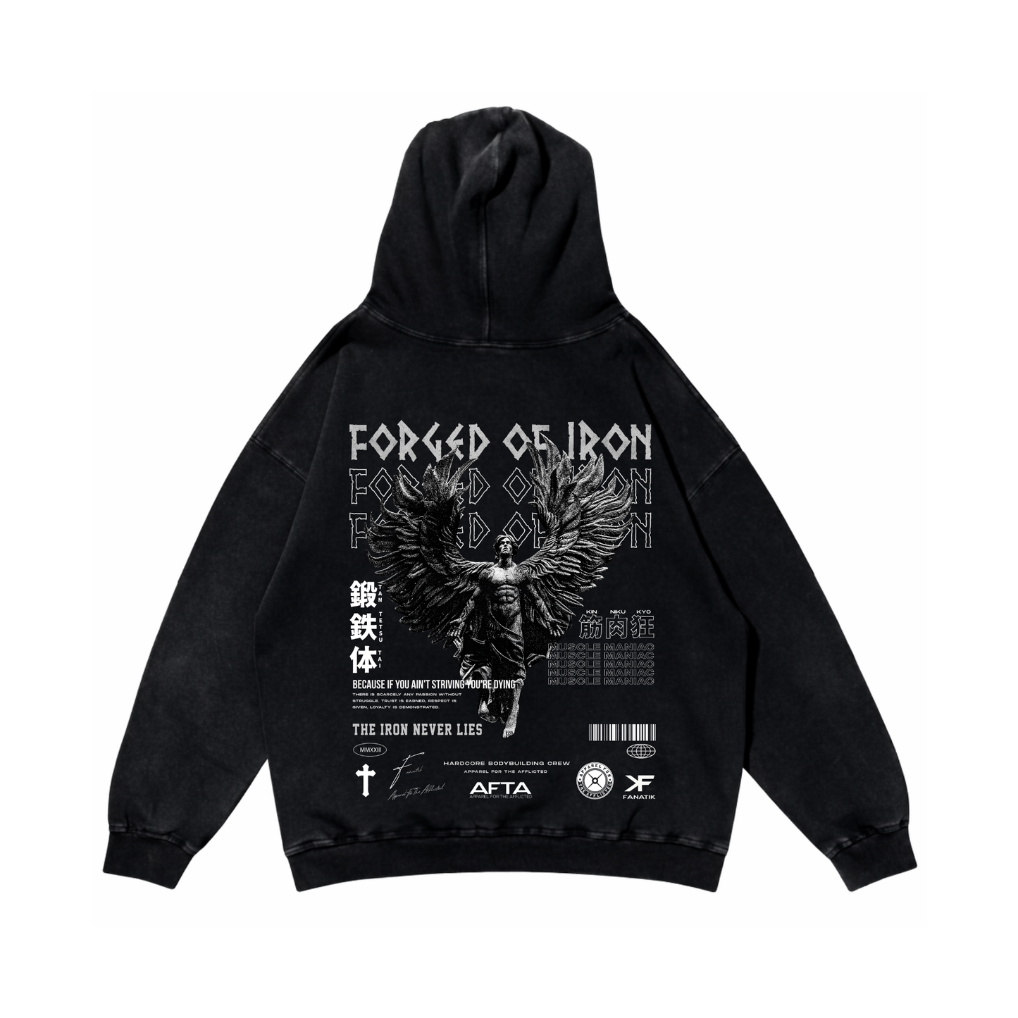 FORGED OF IRON HOODIE ACID WASH BLACK