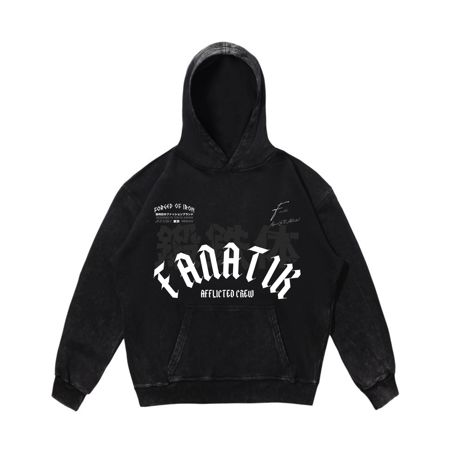 FORGED OF IRON HOODIE ACID WASH BLACK