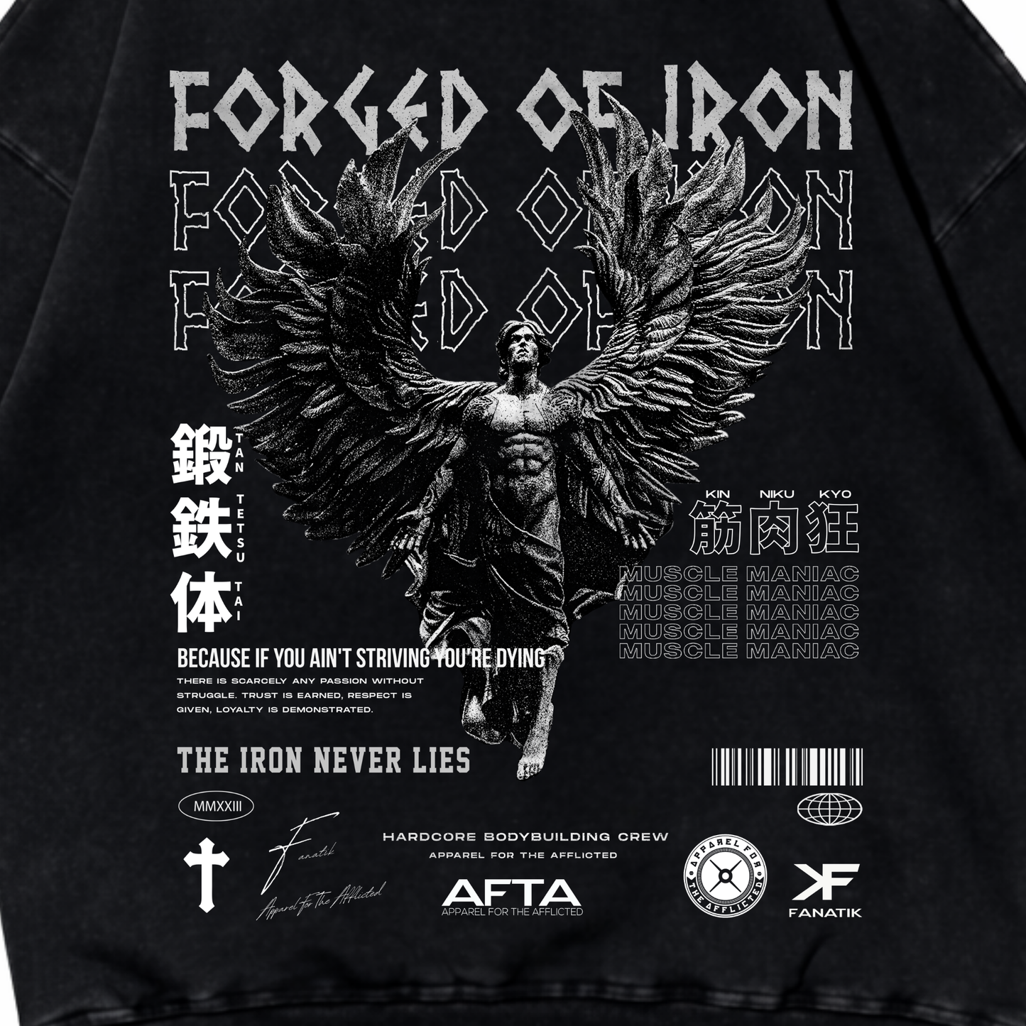 FORGED OF IRON HOODIE ACID WASH BLACK