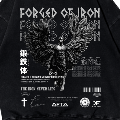 FORGED OF IRON HOODIE ACID WASH BLACK