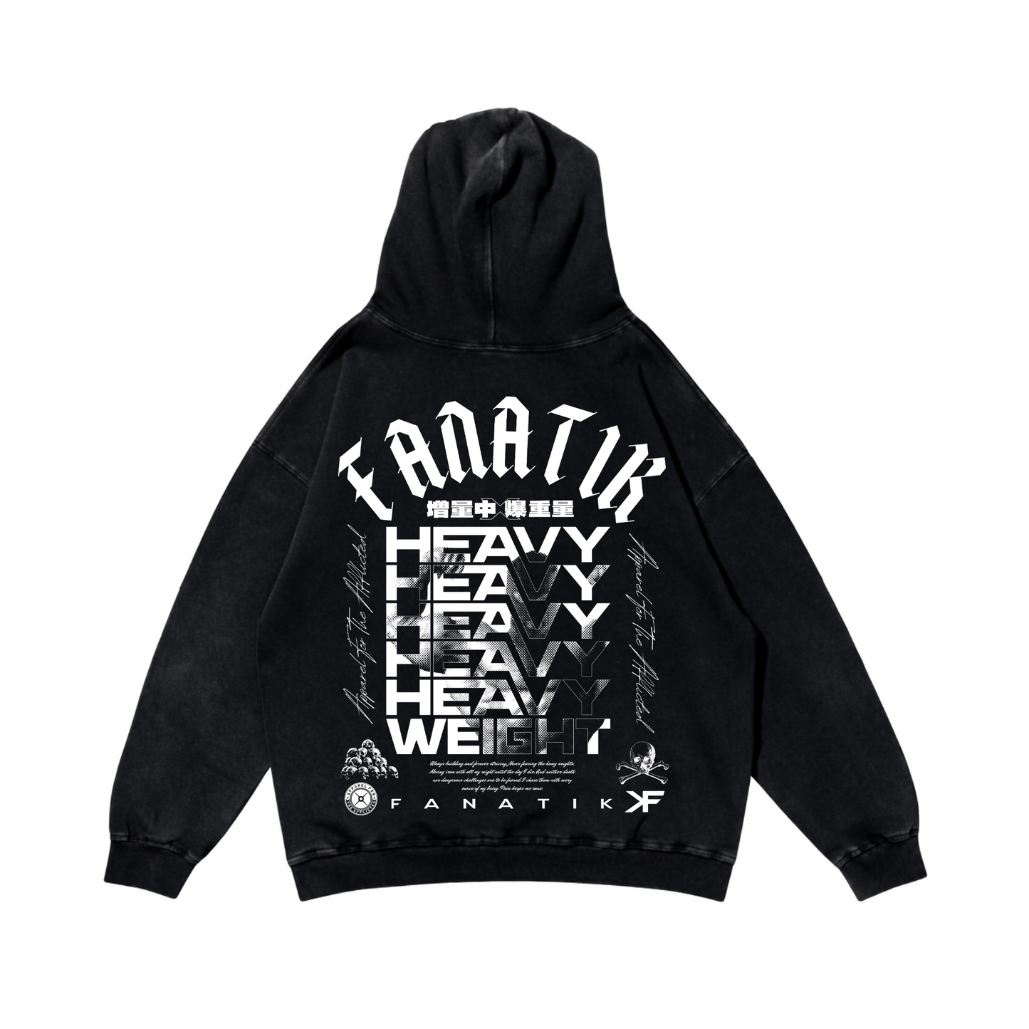 HEAVY WEIGHT HOODIE ACID WASH BLACK