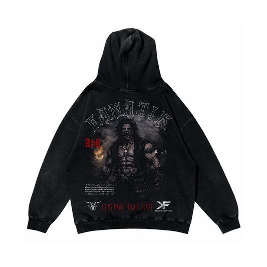 LEVERAGE YOUR HATE HOODIE ACID WASH BLACK